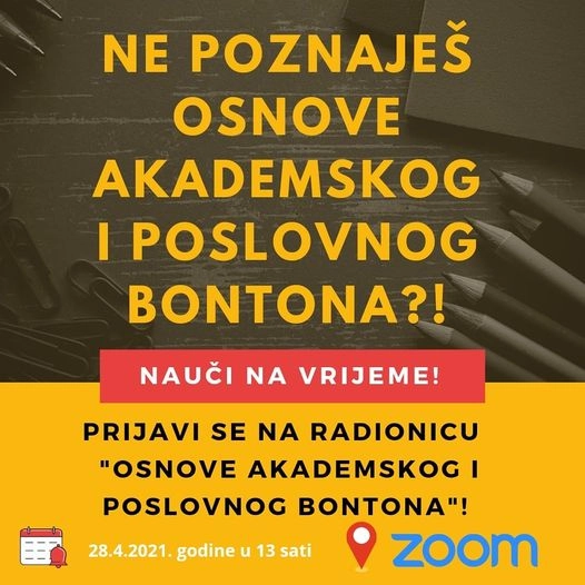 Online radionica “Osnove akademskog i poslovnog bontona”