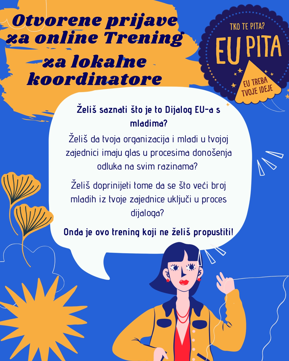 Otvorene prijave za novi ciklus online “Treninga za lokalne koordinatore” u okviru Dijaloga EU-a s mladima