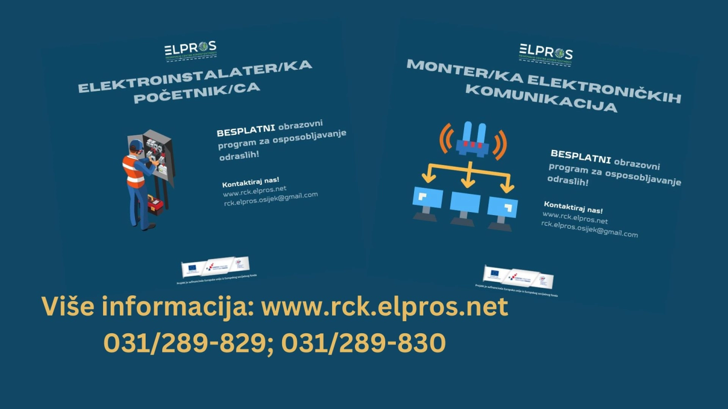 Besplatno obrazovanje za buduće elektroinstalatere i montere elektroničkih komunikacija!