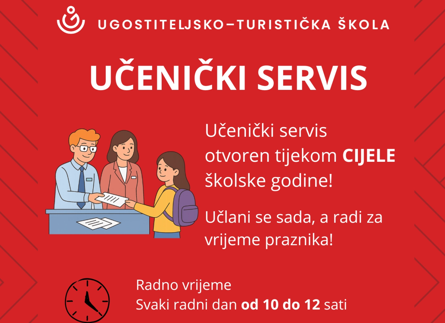 Učenički servis otvoren cijele godine!